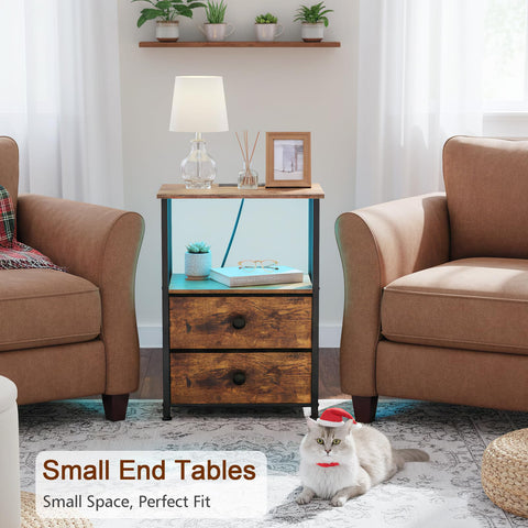 LOAKEKEL Night Stand 2 drawers with handles for easy access