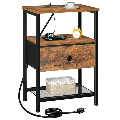 LOAKEKEL nightstand with charging station on top for easy bedside power