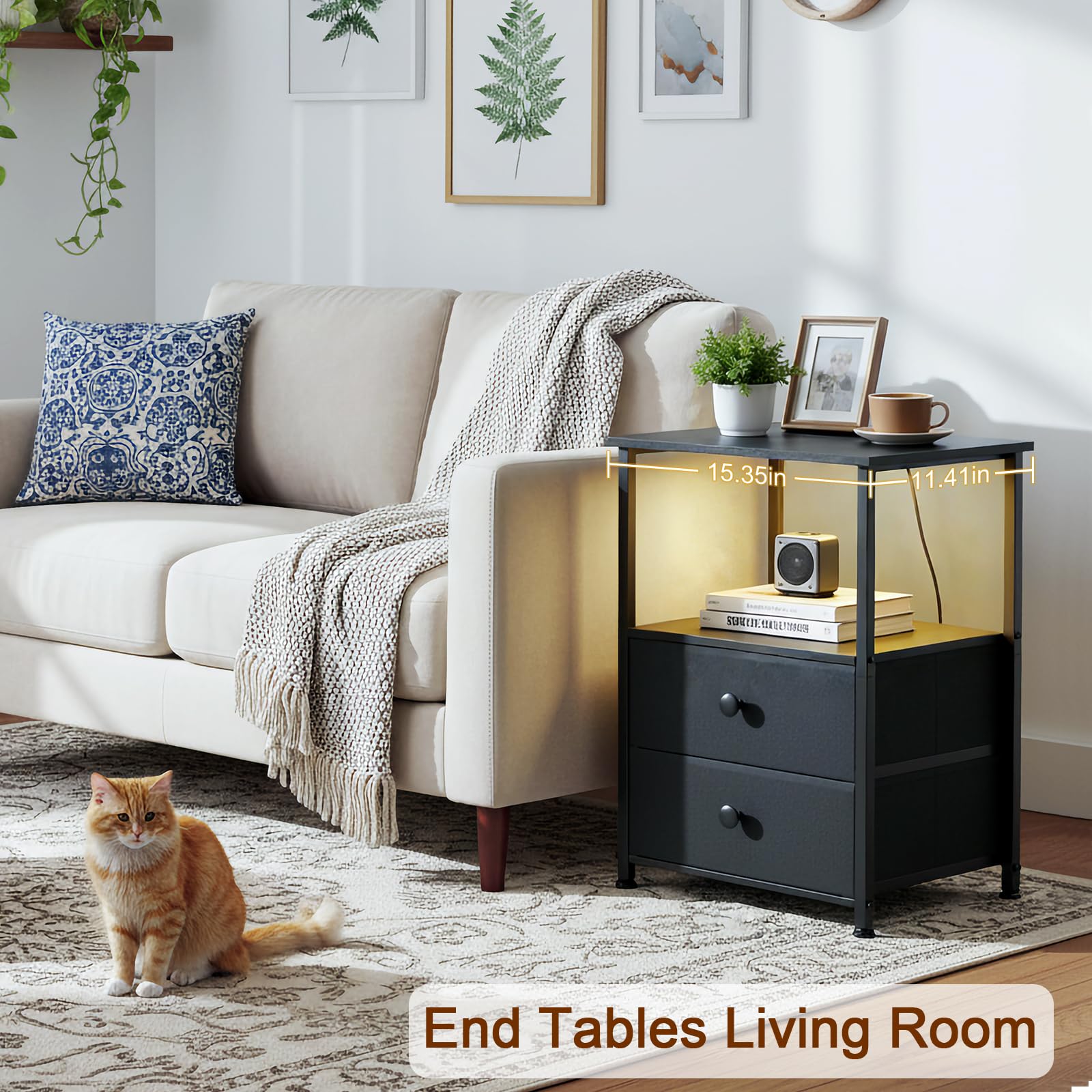 LOAKEKEL nightstand FSC wood panels highlight eco-friendly construction.
