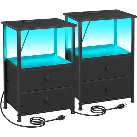 LOAKEKEL nightstand with LED lighting creates warm bedside ambiance and adjustable colors.