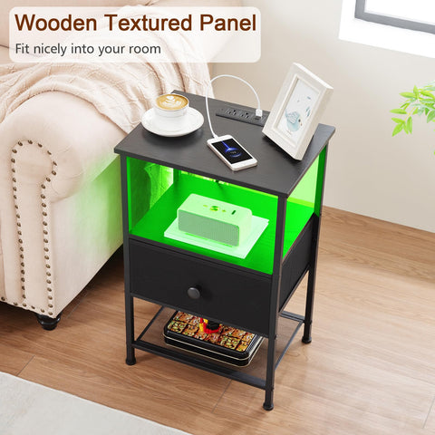Cozy bedroom ambience with LOAKEKEL LED-lit nightstands in low light