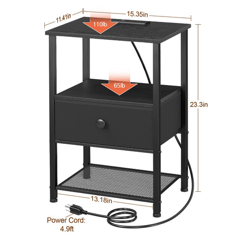 LOAKEKEL nightstand fabric drawer close-up shows soft storage