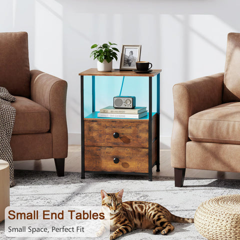 LOAKEKEL Night Stand Set 2 blends particle board and carbon metal for stability