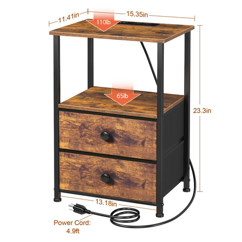 LoakeKel Night Stand Set 2 easy-assembly design simplifies setup
