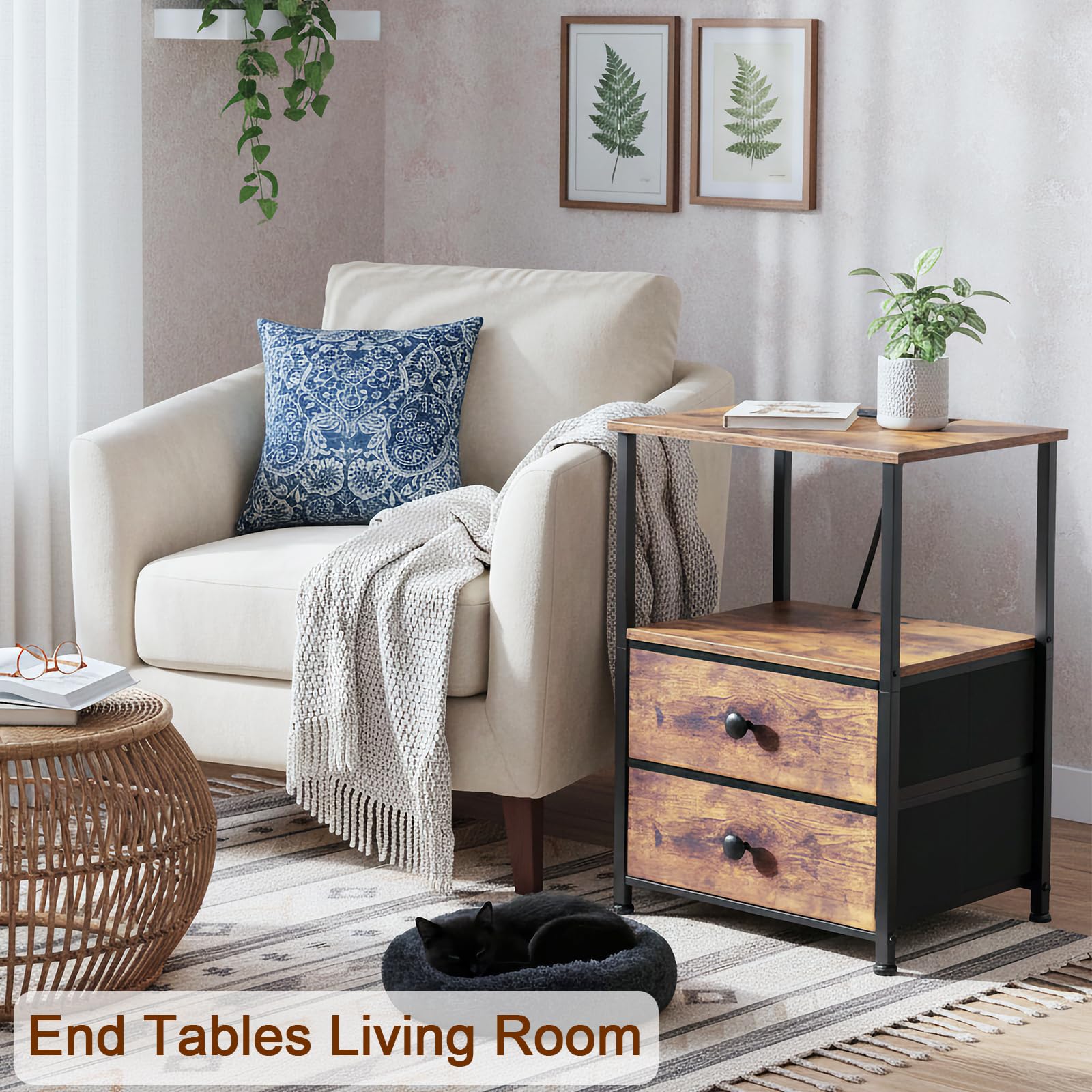 LoakeKel Night Stand Set 2 FSC-certified top panel supports sustainable design