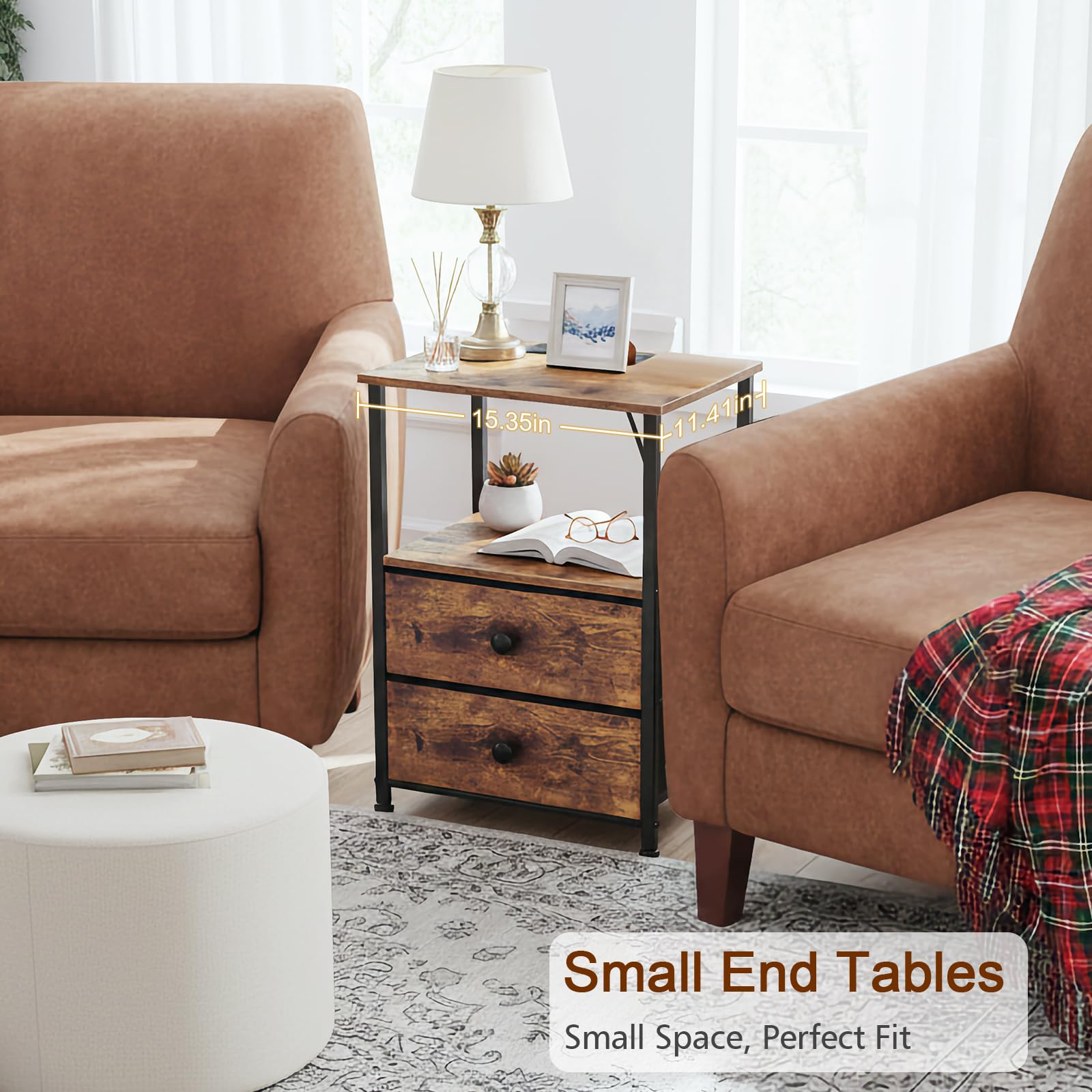 LoakeKel Night Stand Set 2 top panel for decor or books