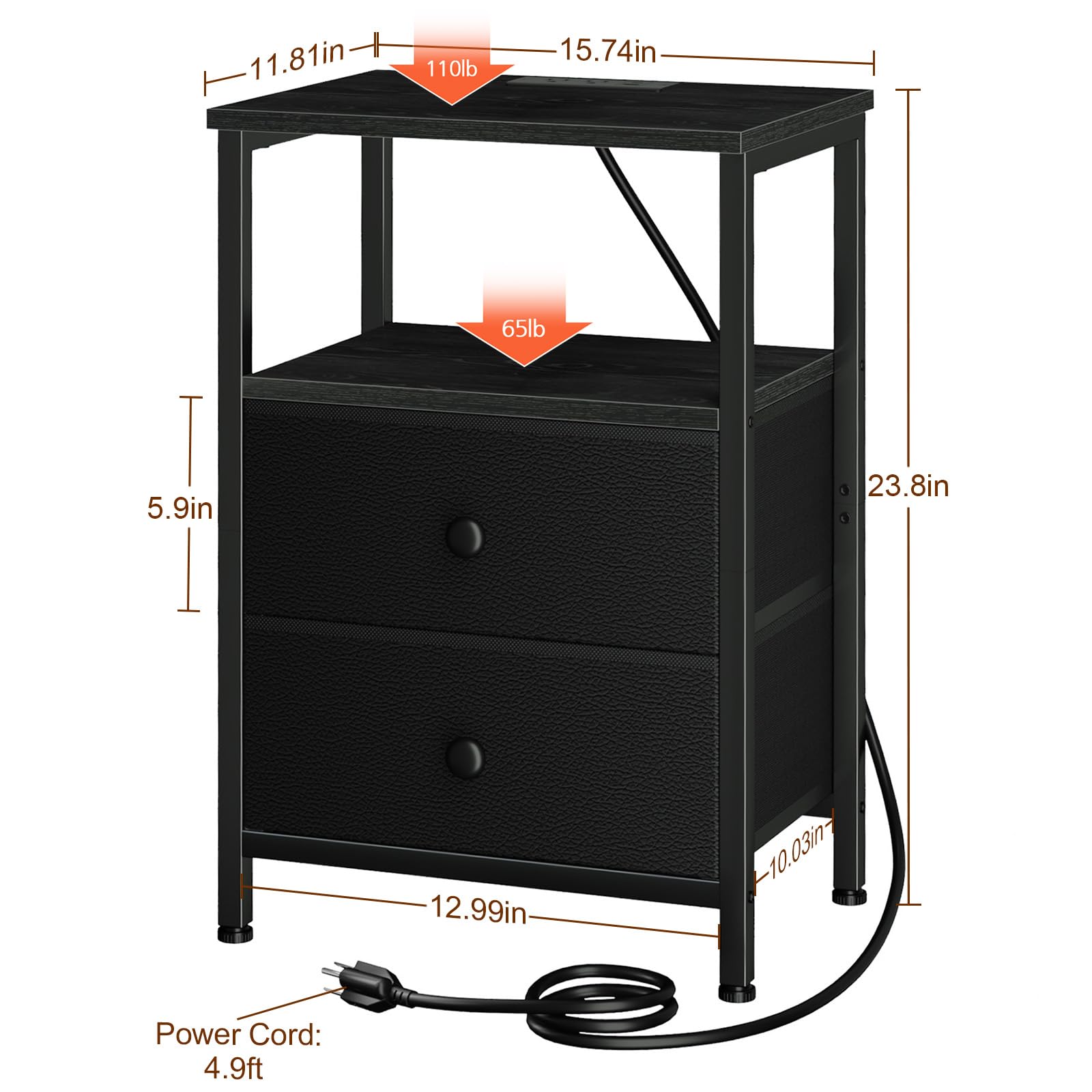LOAKEKEL quick assembly saves time and delivers ready to use nightstand