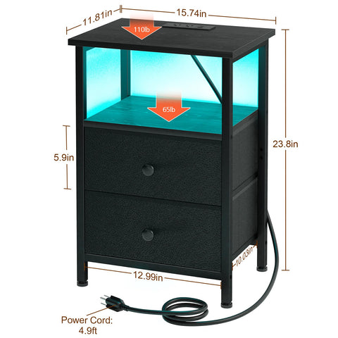 LOAKEKEL wood panel finish adds warm, durable bedside style.