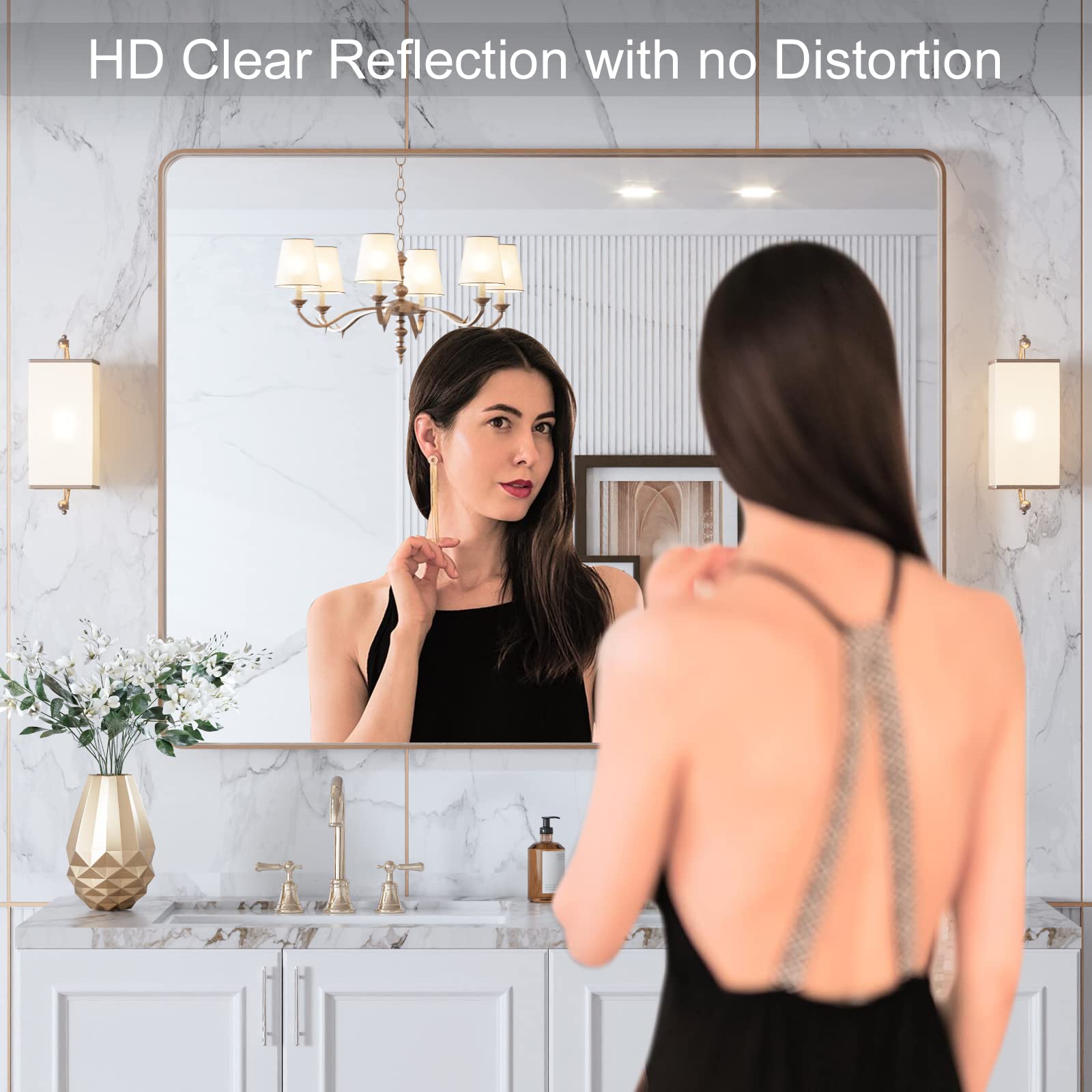 LOAAO brushed gold frame adds timeless elegance to vanity spaces