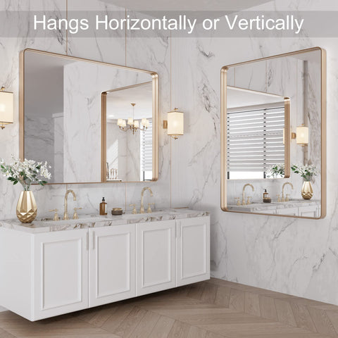 LOAAO modern gold mirror enhances decor and lighting ambience
