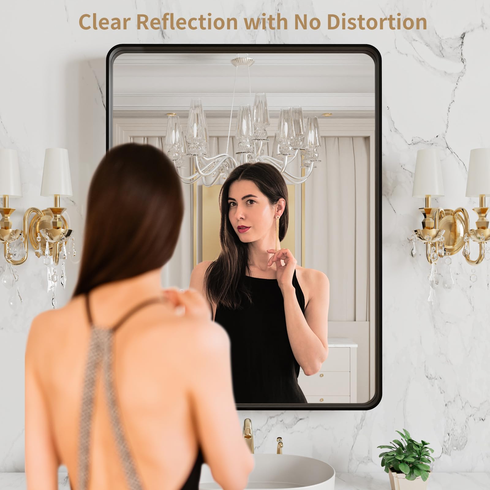 LOAAO 20x16 inch mirror demonstrating clear glass for sharp reflections