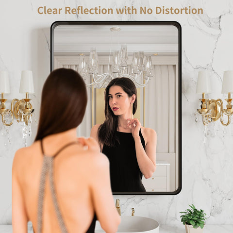 LOAAO 20x16 inch mirror demonstrating clear glass for sharp reflections