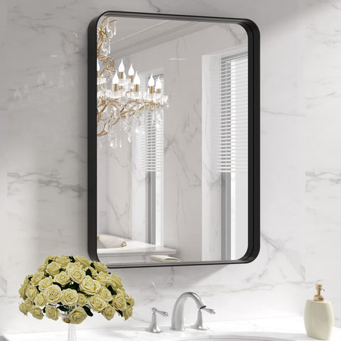 LOAAO bathroom mirror 22x30 with rounded corners provides a clear, distortion-free view.