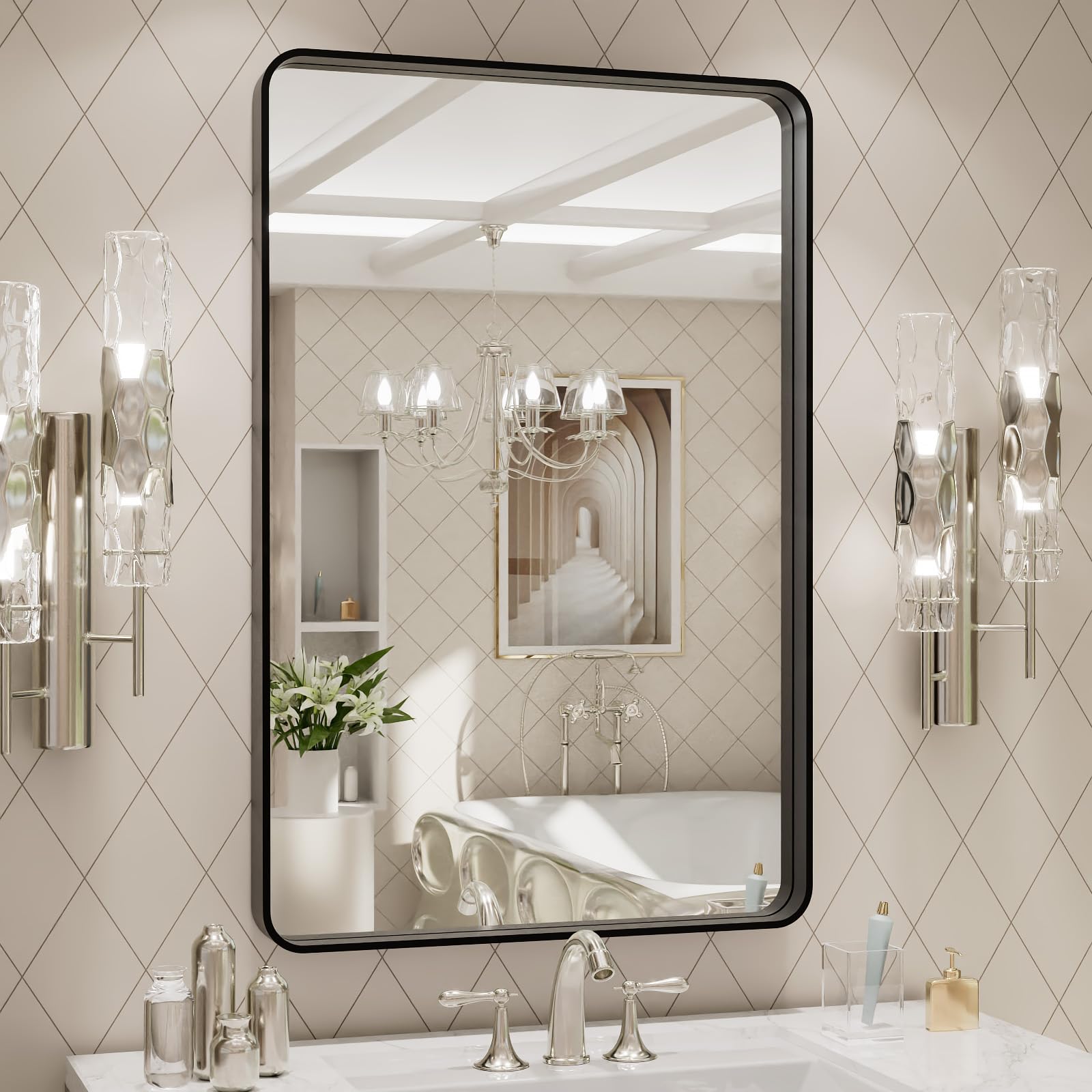 LOAAO bathroom mirror angled view offers a crisp reflection for grooming