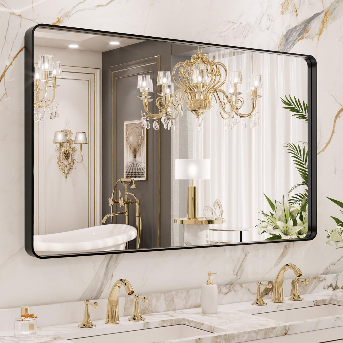 LOAAO bathroom mirror with anti-rust aluminum frame for durable vanity use.