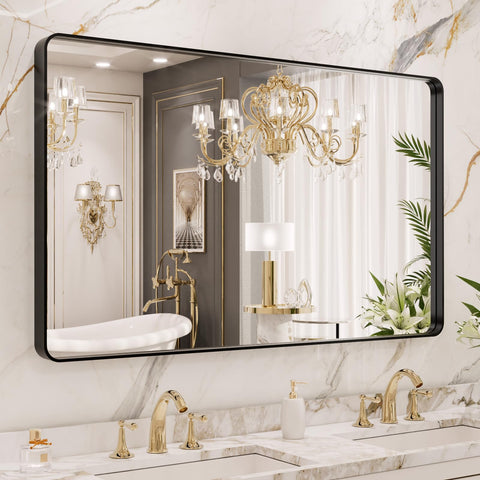 LOAAO bathroom mirror with anti-rust aluminum frame for durable vanity use.