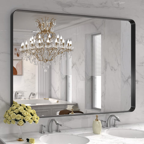 LOAAO bathroom mirror assembly for wall mounting with precise fit.