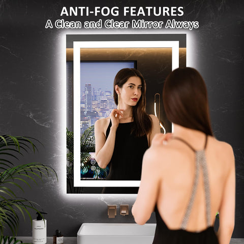 LOAAO bathroom mirror defog feature keeps reflections clear after showers.