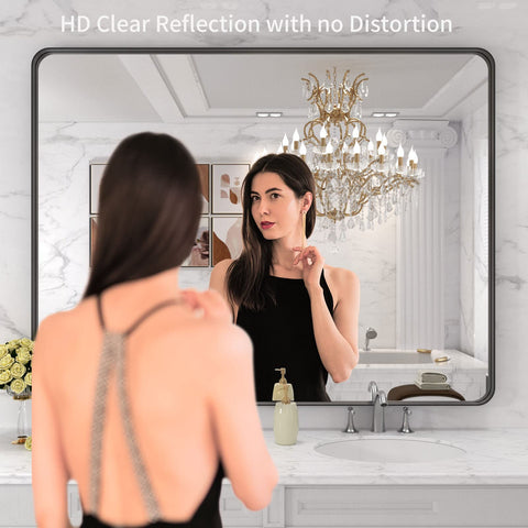 LOAAO mirror mounted vertically or horizontally for flexible bathroom framing.
