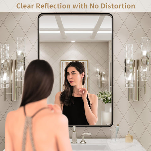 LOAAO bathroom mirror vertical hang demonstrates space-saving mounting option