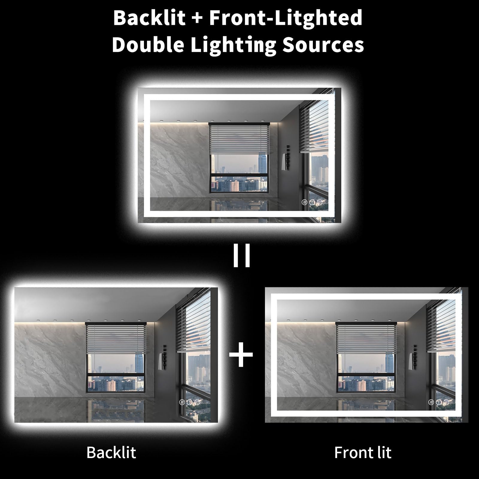 LOAAO mirror supports plug-in or hardwired power options.