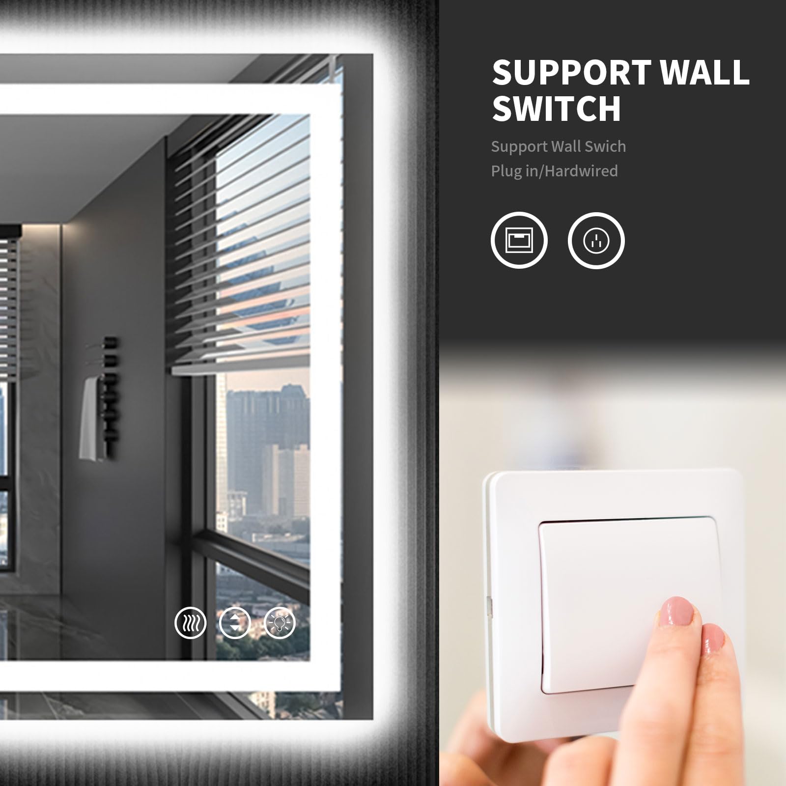 LOAAO waterproof bathroom mirror suitable for humid spaces.