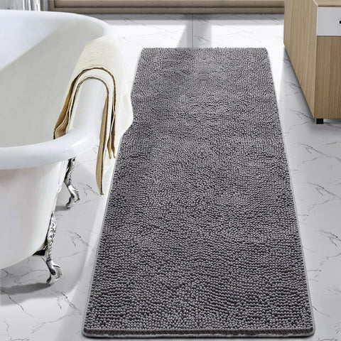 LOCHAS shaggy 24x60 inch bath mat for plush comfort after showers.