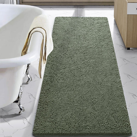 LOCHAS sage green bath rug 24x60 offers plush comfort for stepping out.