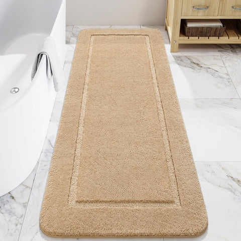 LOCHAS 24x60 soft plush beige bath rug for gentle underfoot comfort