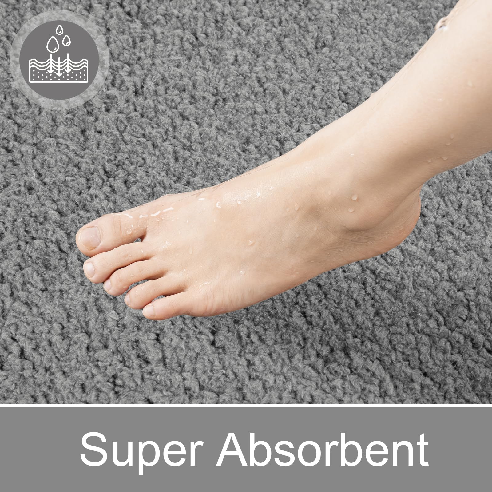 LOCHAS absorbent microfiber pile captures water quickly to keep floors dry.