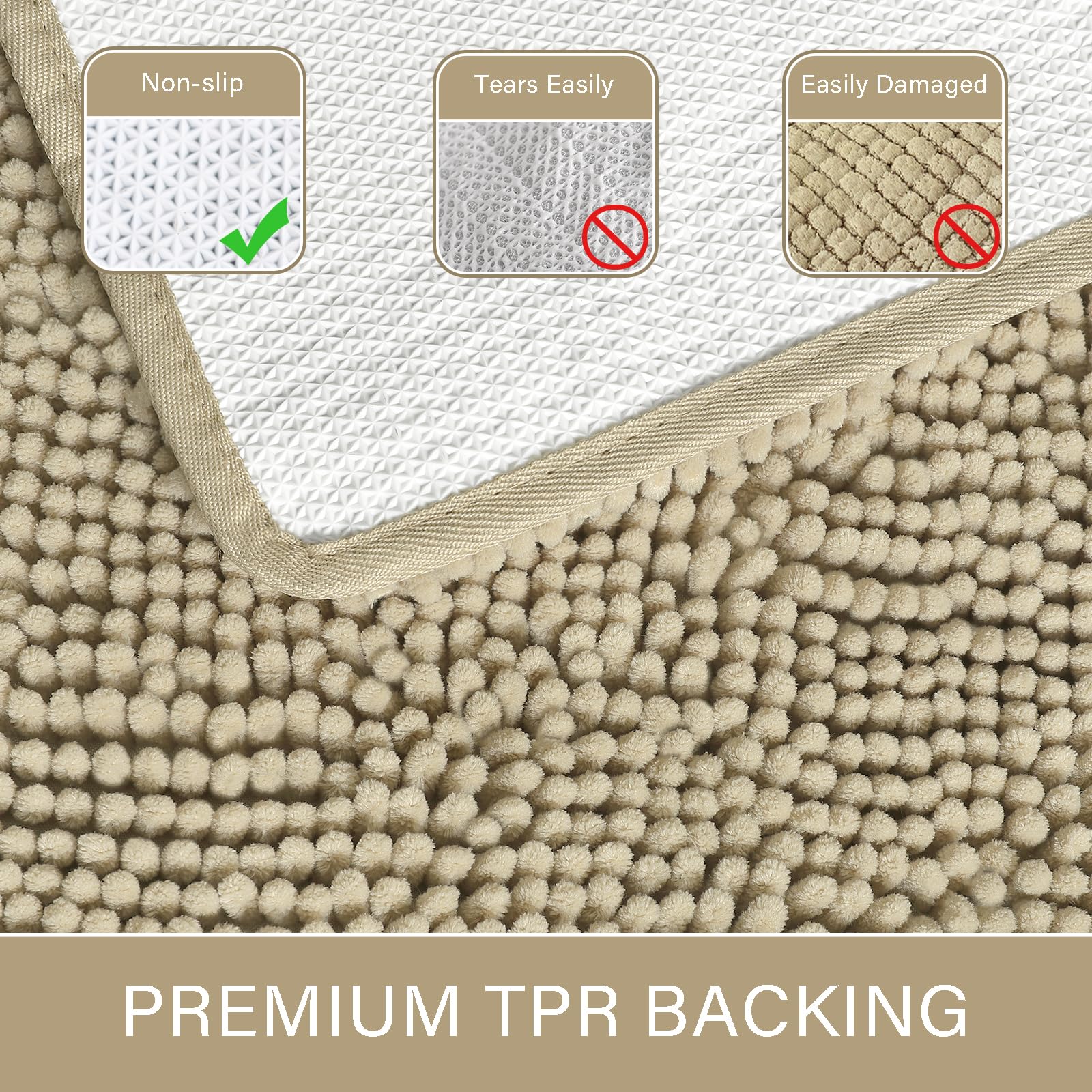 LOCHAS Luxury bath rug absorbs water quickly for dry feet after stepping out.