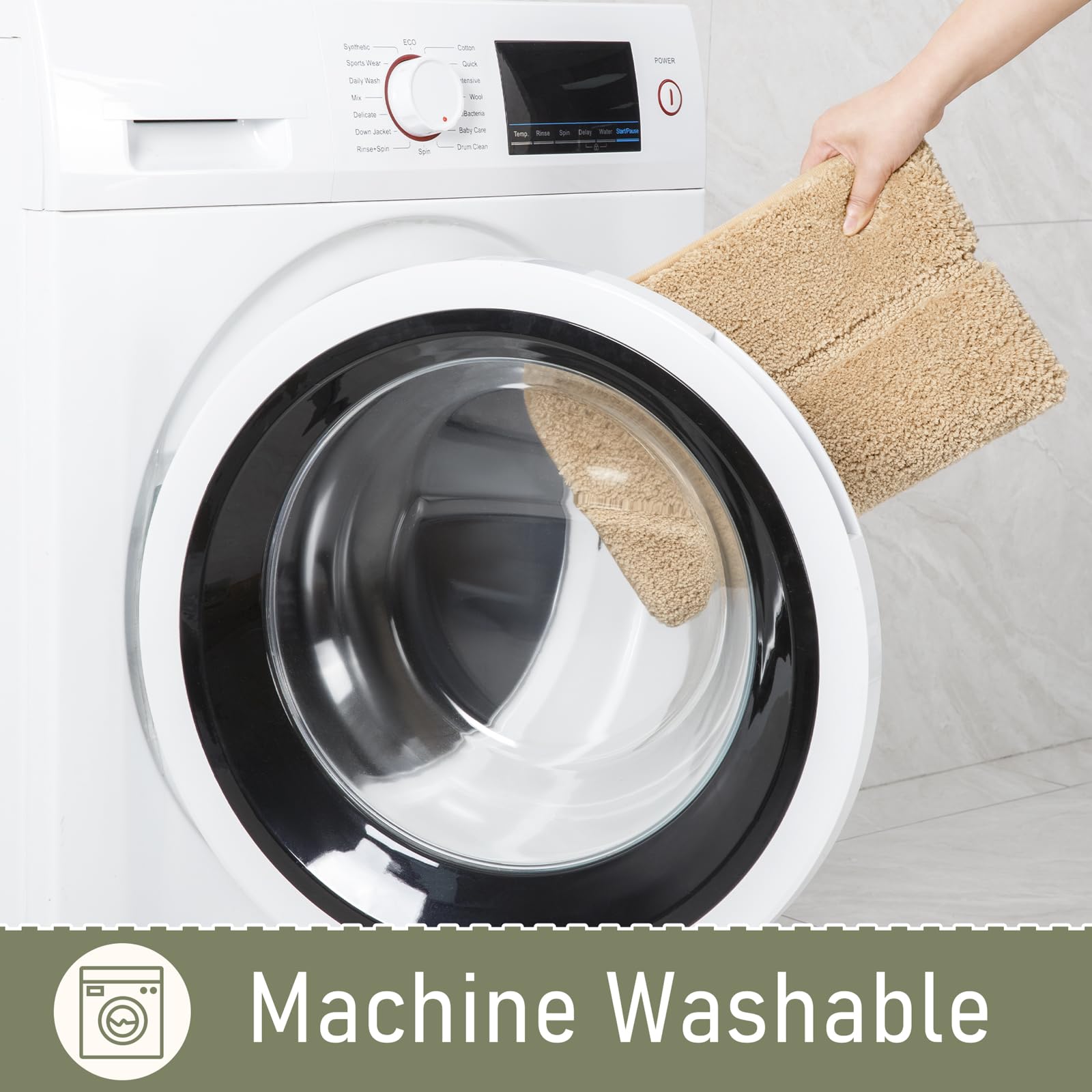 LOCHAS machine-washable bath rug for easy cleaning