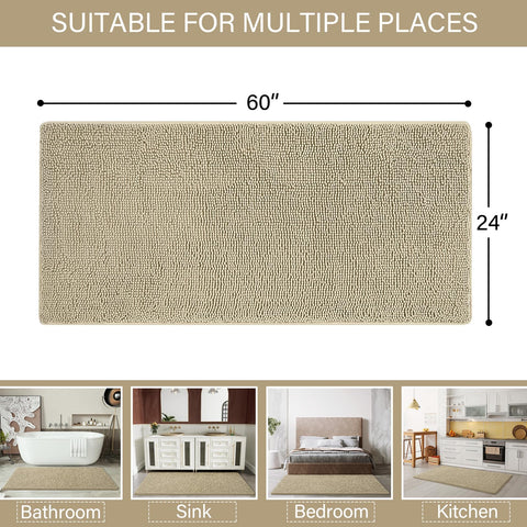 LOCHAS Luxury bath rug machine washable for easy cleaning and quick refresh.