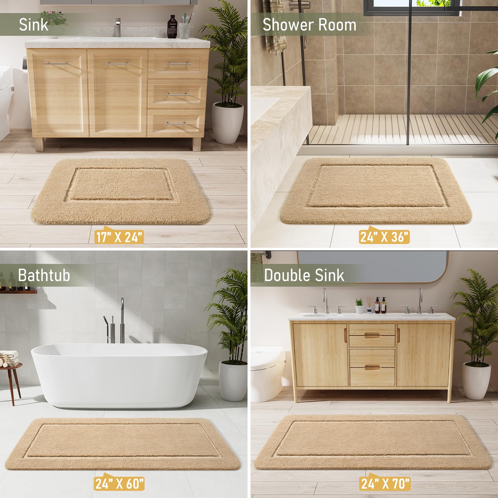 LOCHAS multipurpose beige bath rug for sink, shower, or kitchen