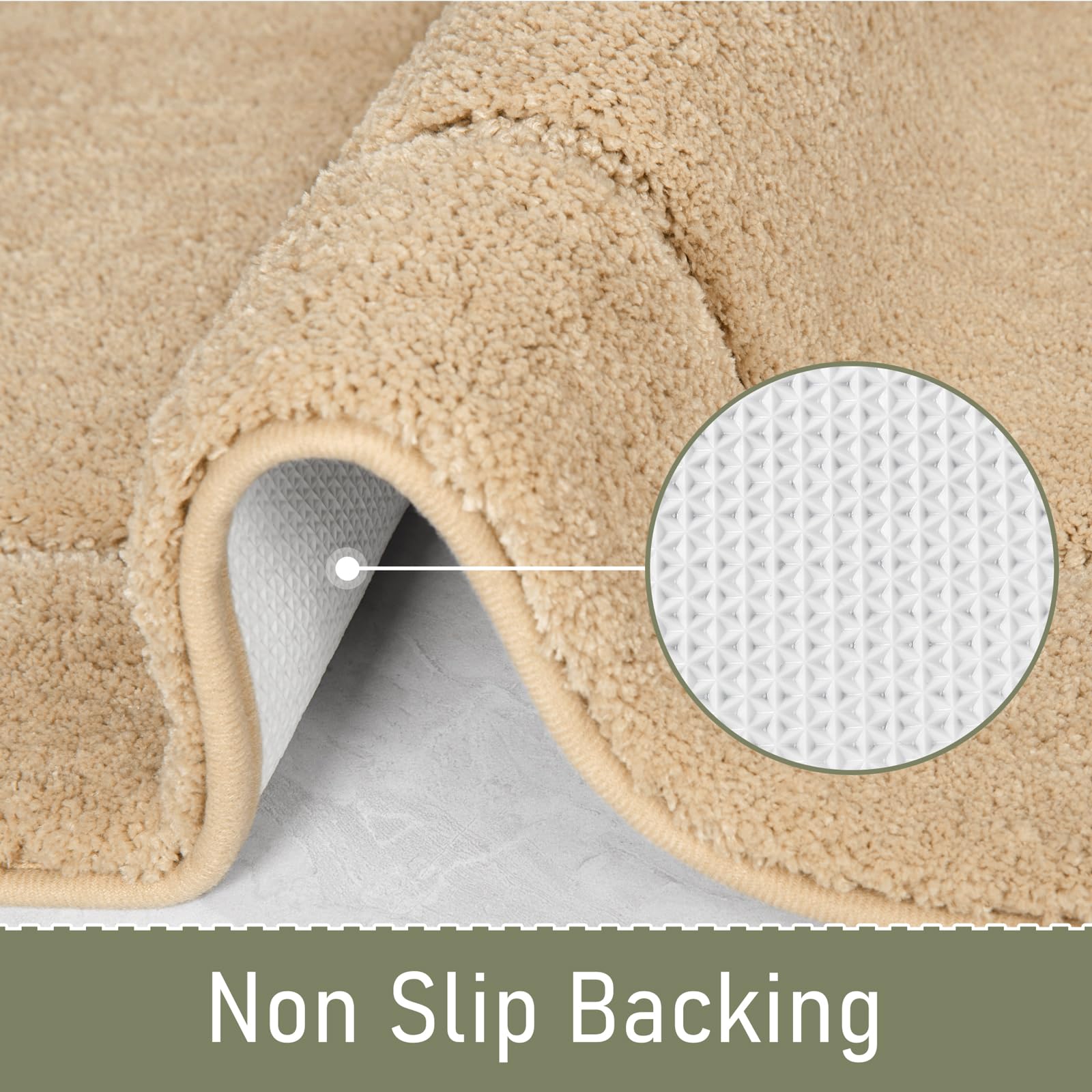 LOCHAS beige bath rug with non-slip backing for safe showers