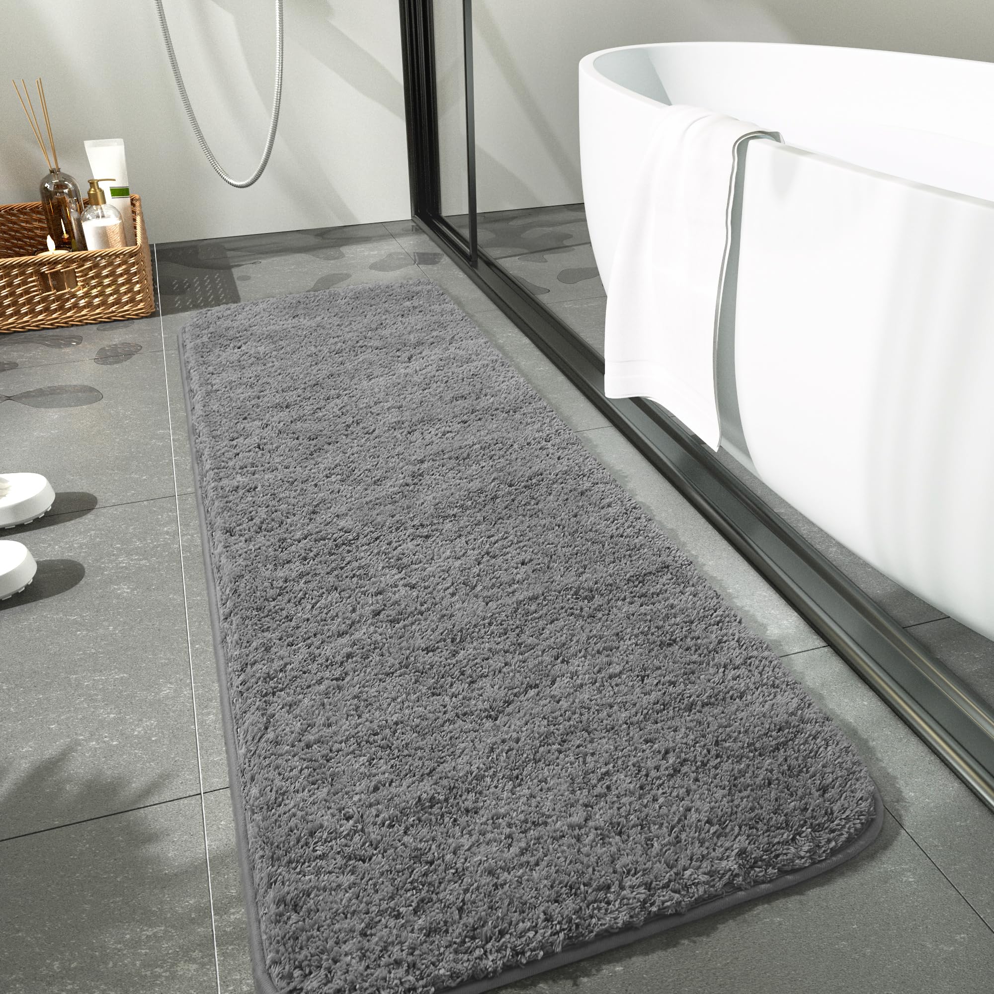 LOCHAS grey bath rug provides everyday comfort and style