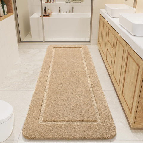 LOCHAS beige bath rug enhances bathroom decor with plush texture