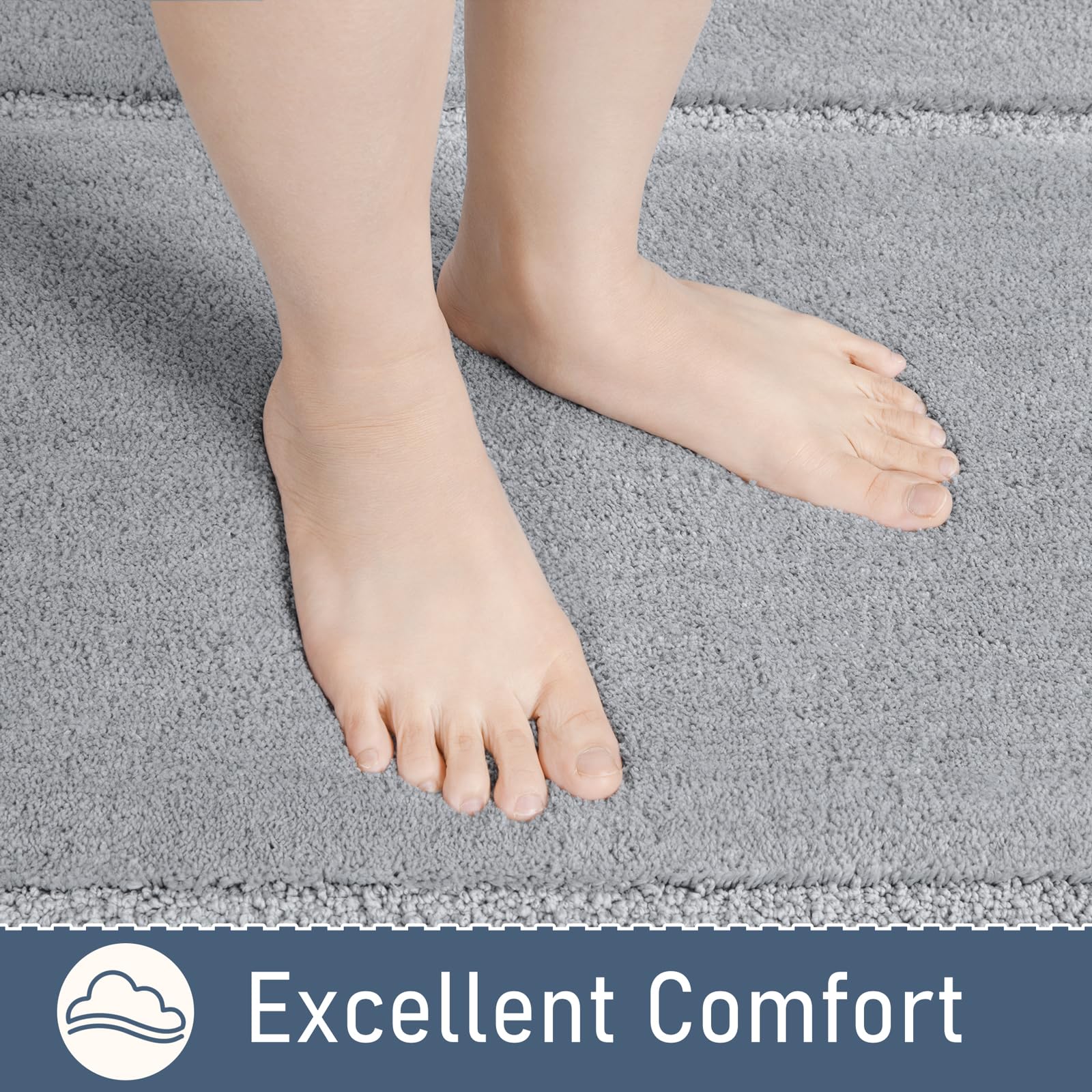 LOCHAS machine-washable rug offers easy care for busy bathrooms.