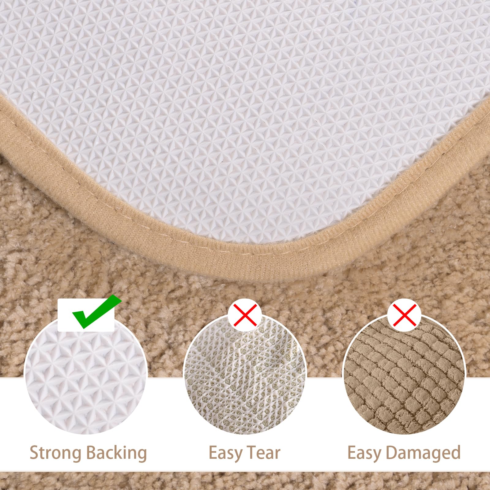 LOCHAS rug with non-slip backing remains secure on dry bathroom floor
