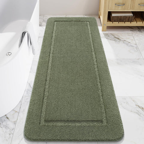 LOCHAS sage green bathroom runner with plush microfiber for warm, soft steps