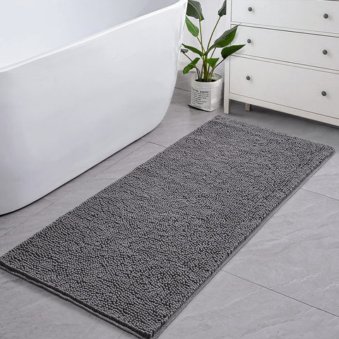 LOCHAS grey oversized bath mat 24x60 for full coverage.