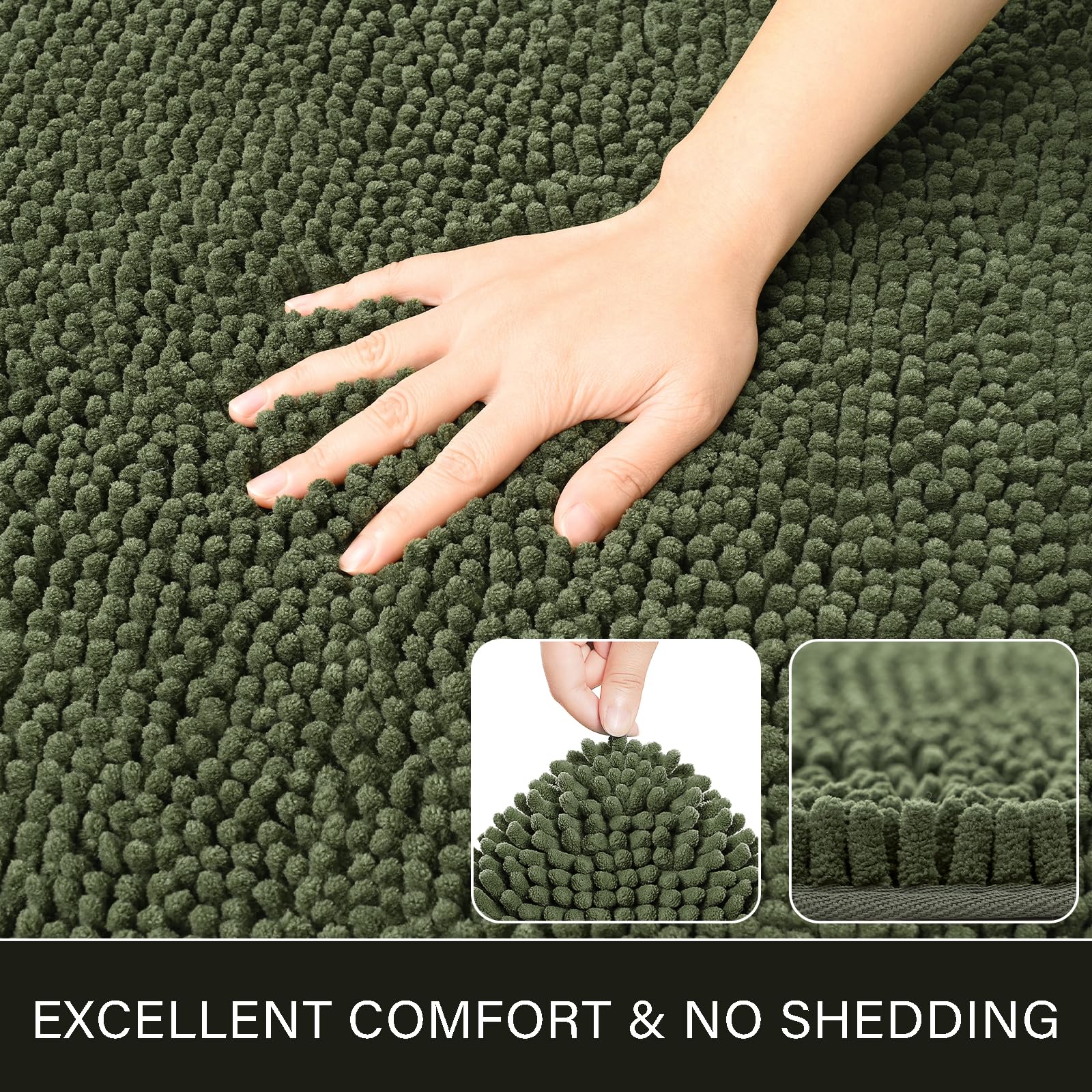 LOCHAS Luxury Bath Rug pile close-up reveals dense, soft chenille fibers.