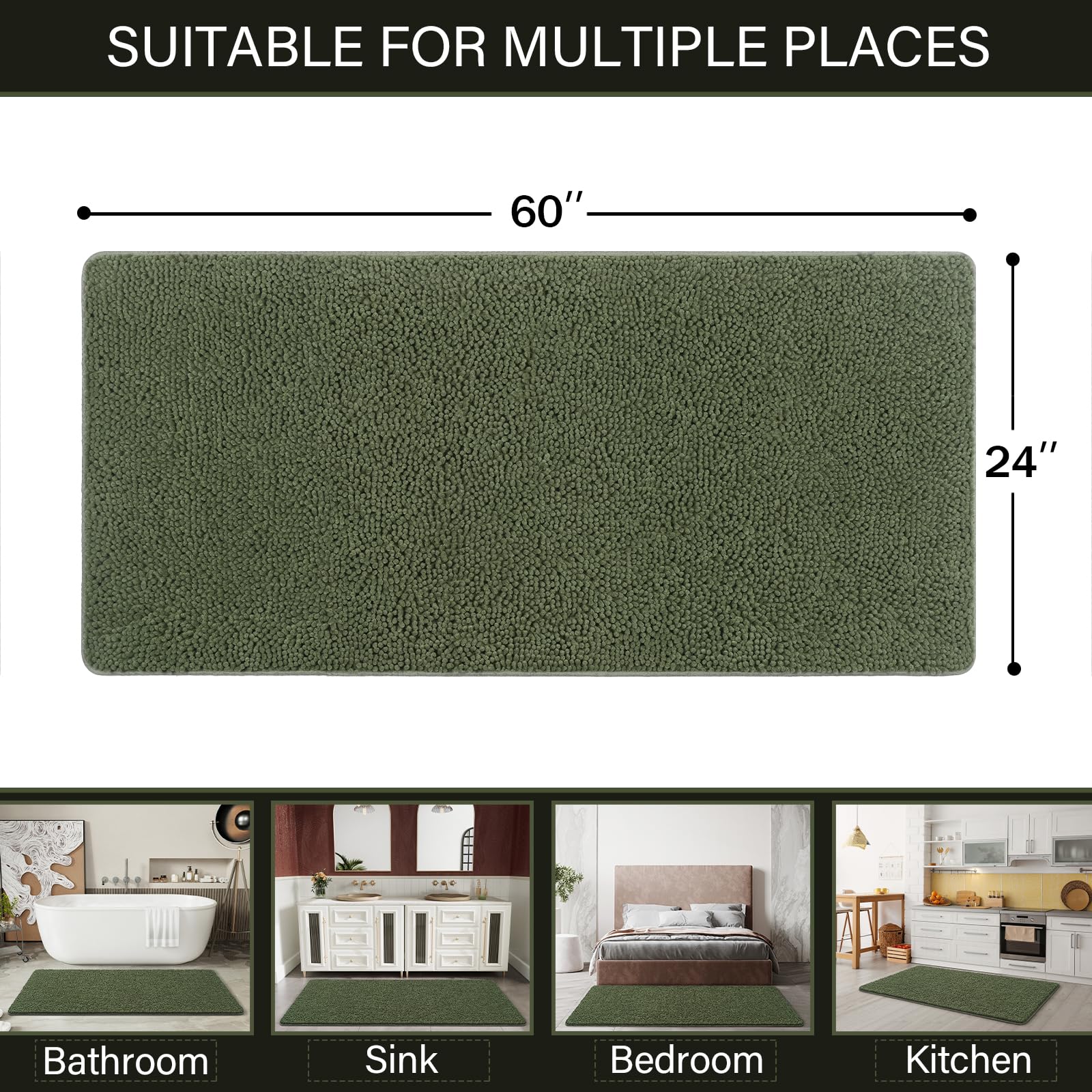 LOCHAS 24x60 inch rug shown in a spacious bathroom setting.