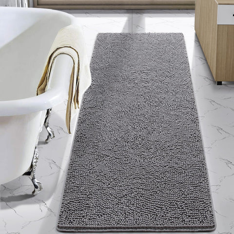 Lochas luxury bath rug gray chenille close-up showing plush texture
