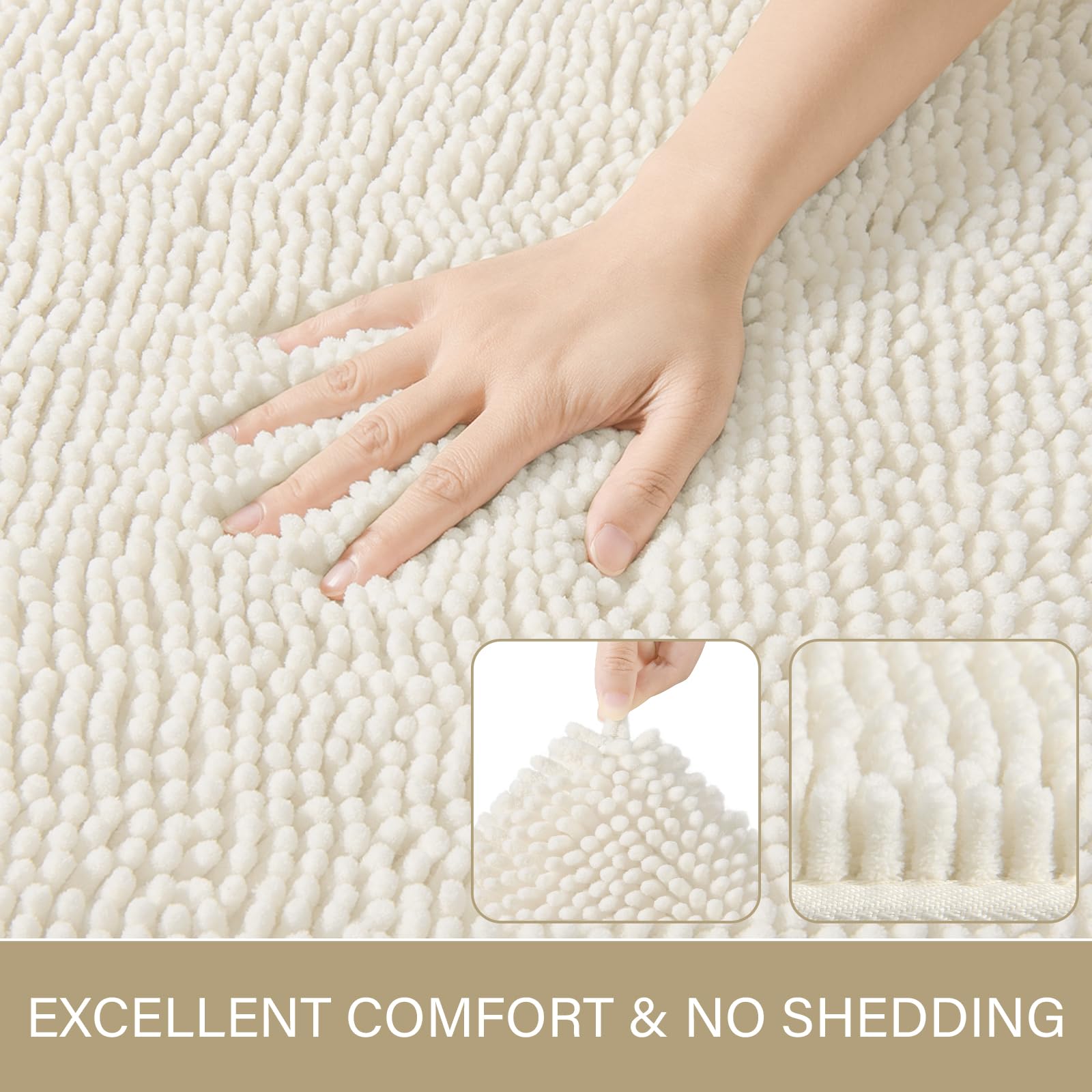 LOCHAS bath rug with non-slip backing for stable placement on bathroom floor