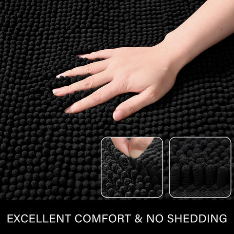 LOCHAS non-slip backing keeps the rug in place on dry, smooth bathroom floors.