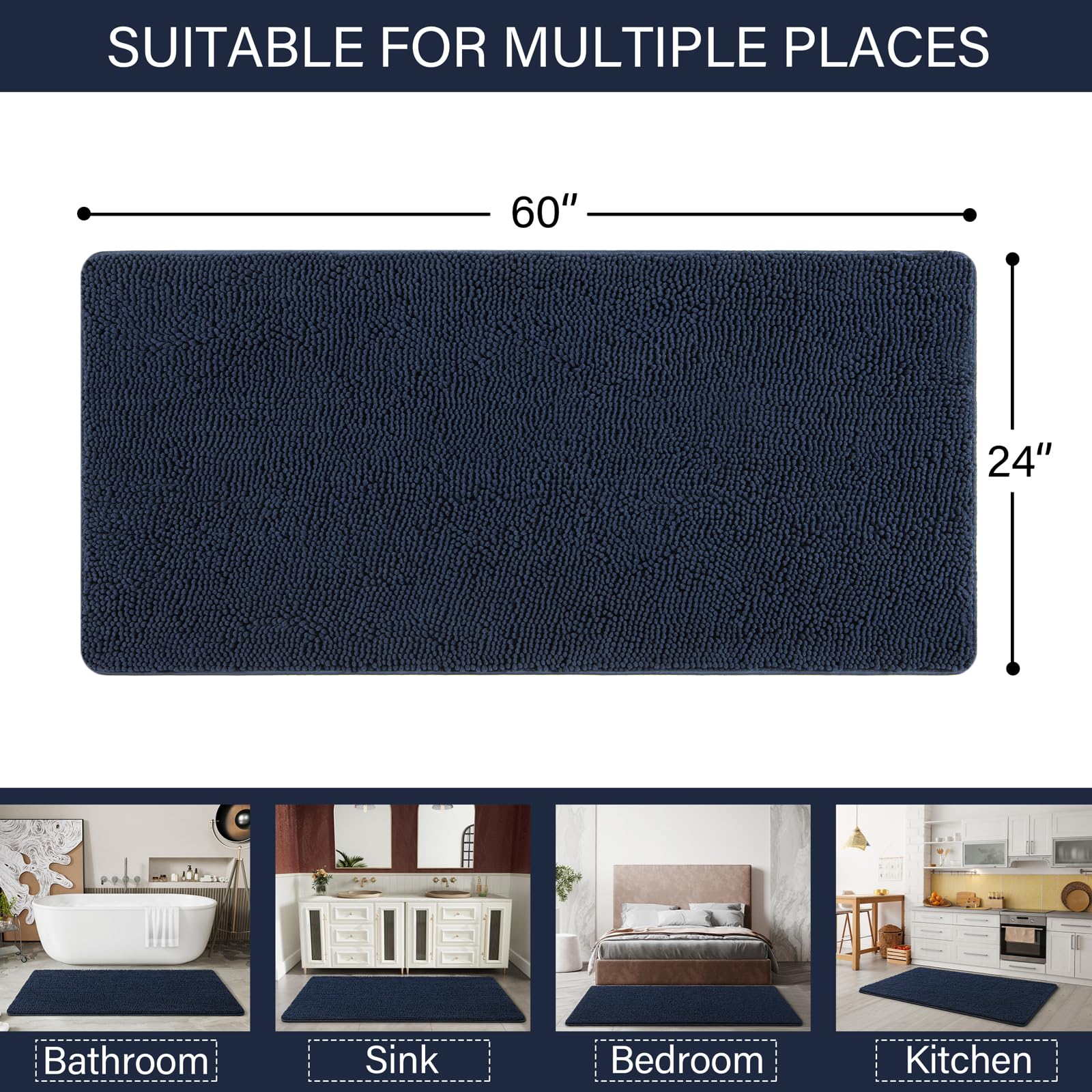 Oversized LOCHAS bath runner fits large bathrooms and entryways