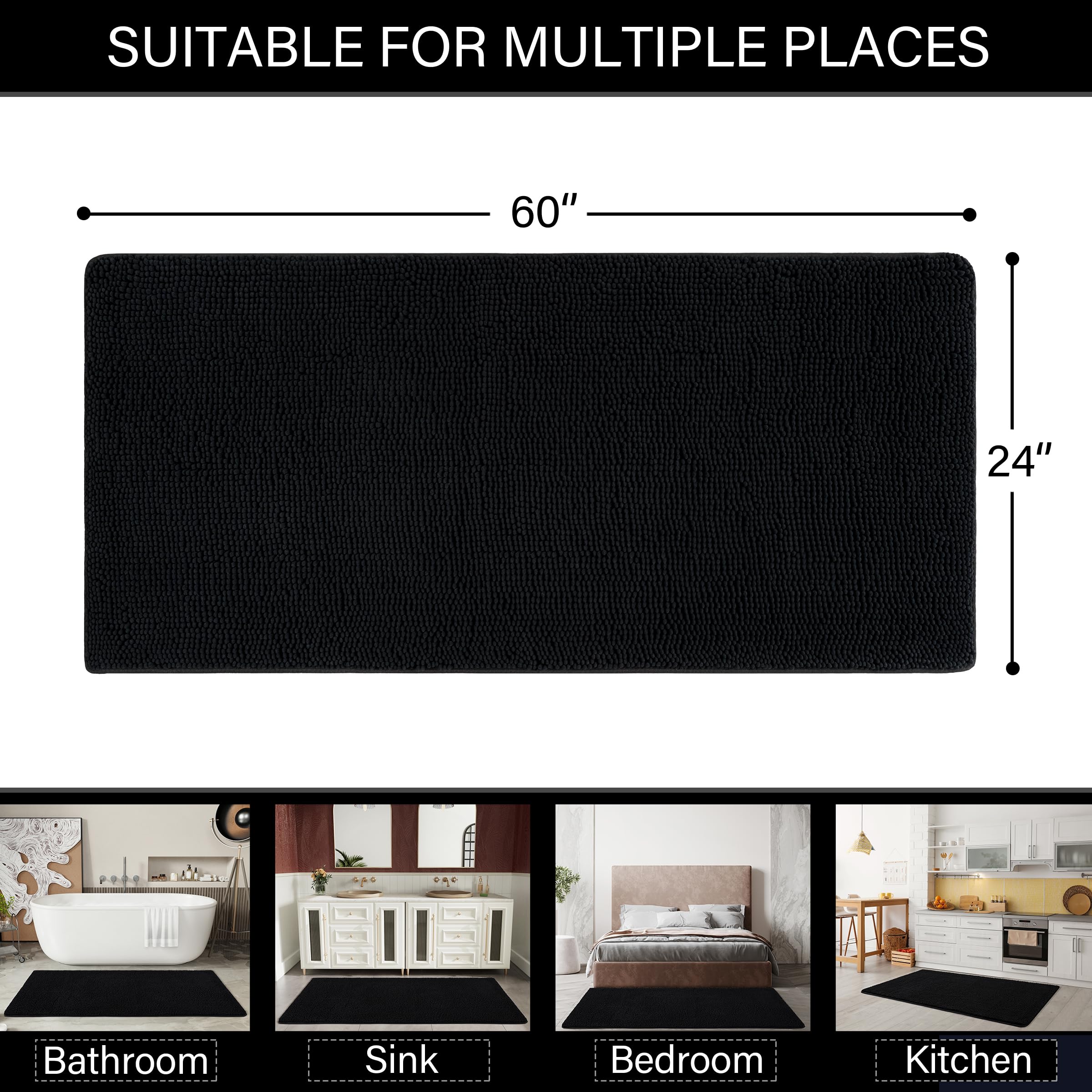 LOCHAS black bath mat adds a luxurious touch to daily routines.