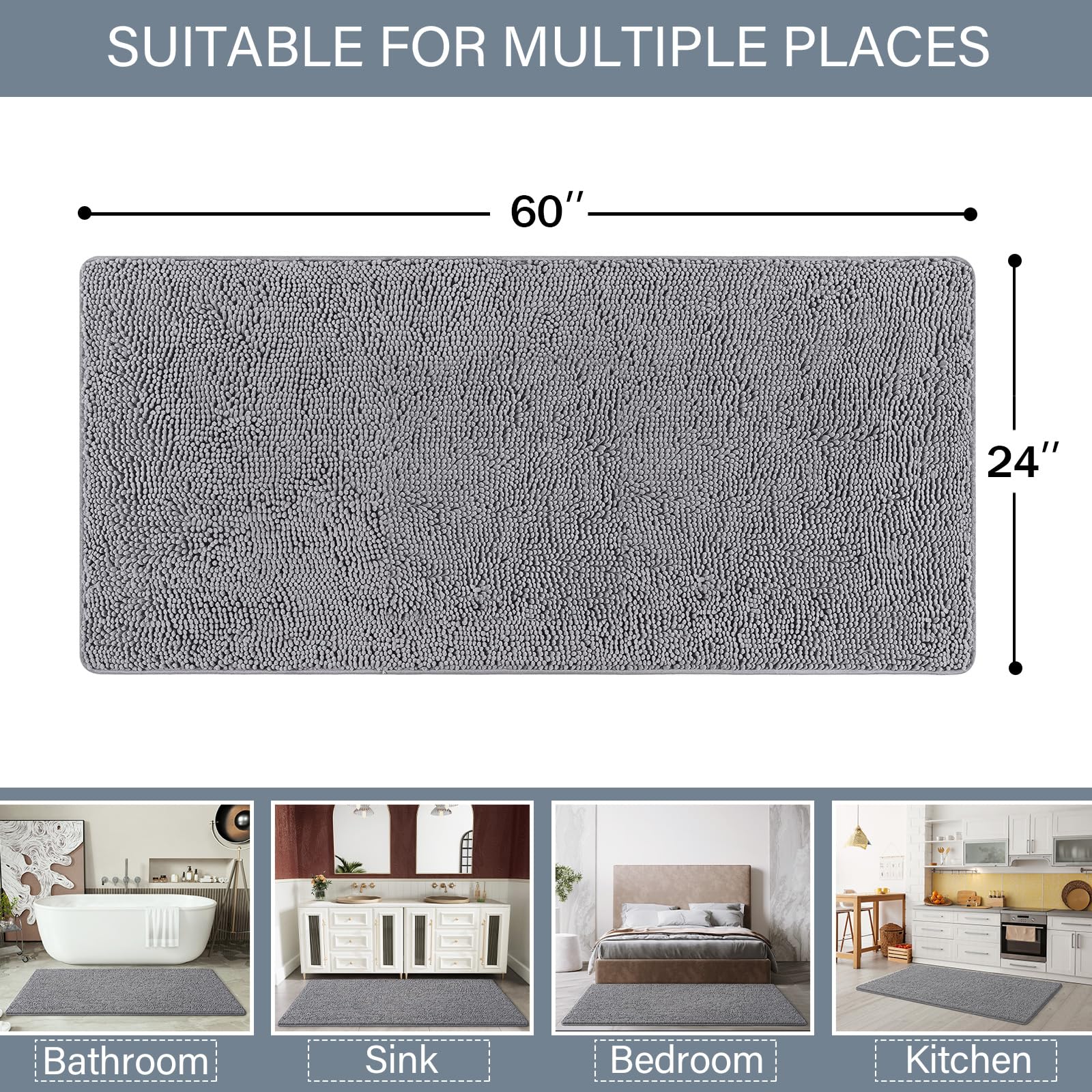 LOCHAS plush chenille bath rug feels hotel-soft.