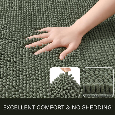 LOCHAS shaggy bath mat microfiber provides ultra-soft surface for cold bathroom floors.